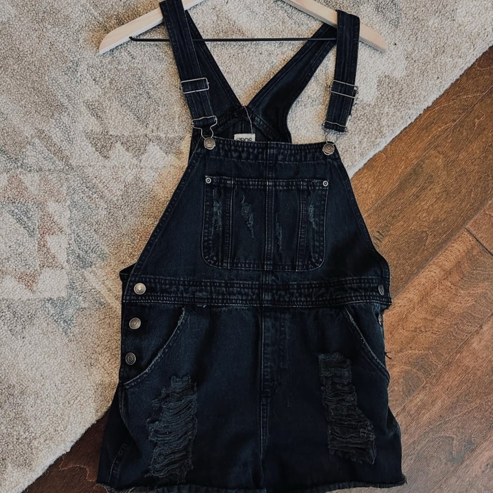 Black Denim Shortalls